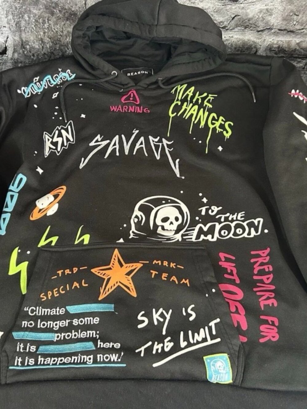 Share Space Savage Graphic Print Hoodie By Reason Brand New York 2XL